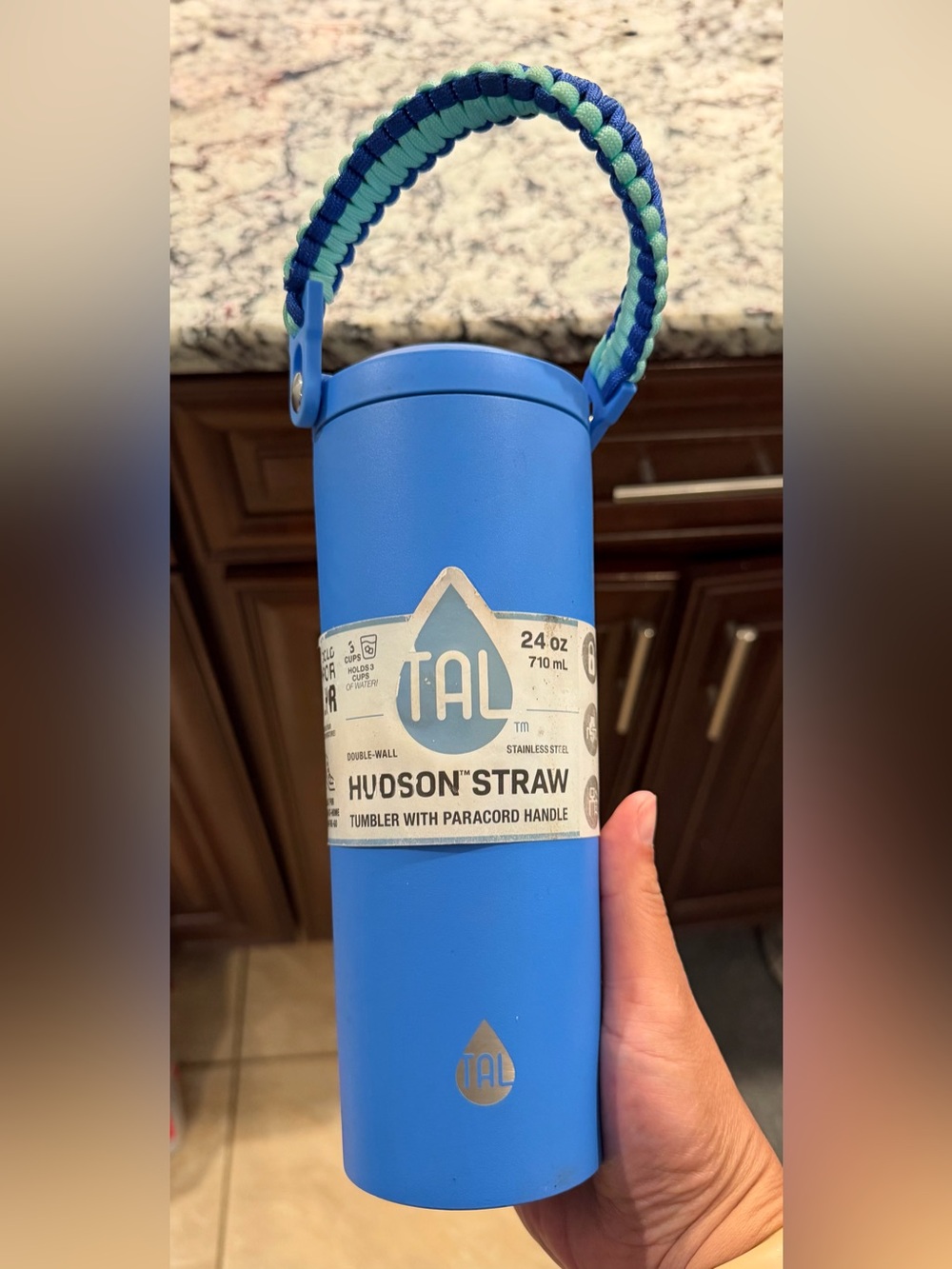 NWT Tal Hudson Straw Tumbler with Braided Paracord Handle - 24oz
